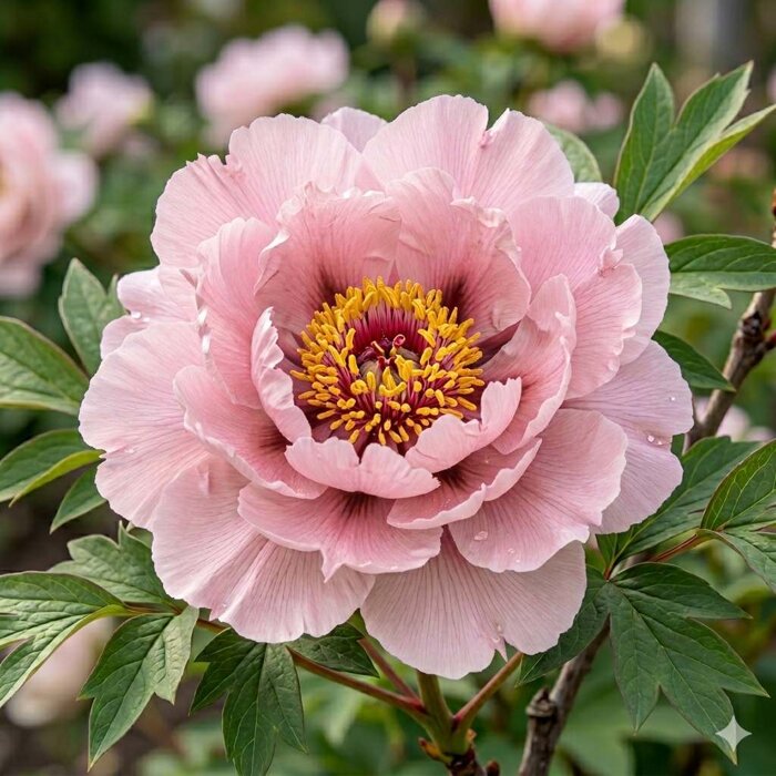 Pivonka drevitá (Paeonia × suffruticosa) – Majestátny ker s obrími kvetmi