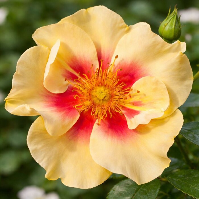 Perzská ruža ´Eye of the Tiger®´ – Žltý kvet s purpurovým okom