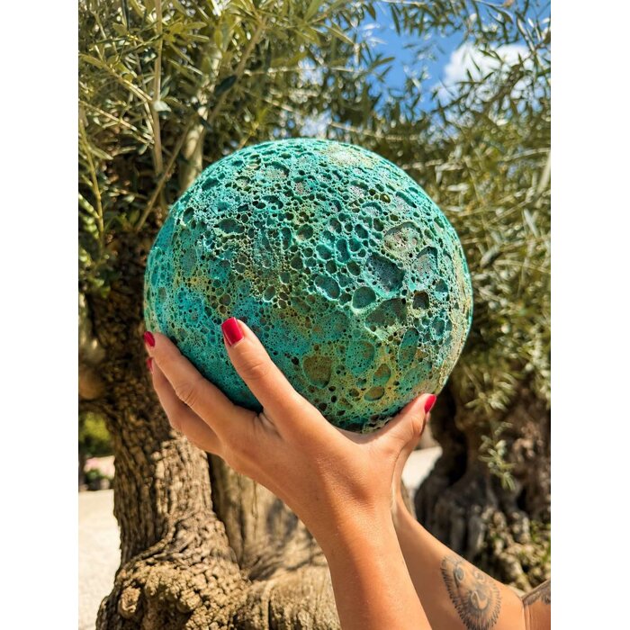 Keramická dekoračná guľa , tyrkysová modrá, sea green 20cm