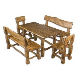 Sedenie set Jelša 1,5m - Set: 2 lavice a 1 stôl + 2 stolička