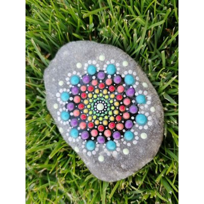 Mandala - ručne malovaný dekoračný kameň 4