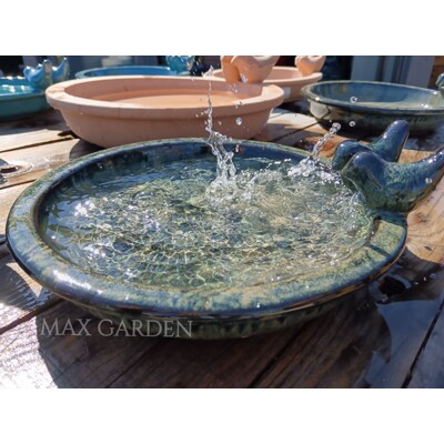 SHANGHAI 1DA - drip green , Vtáči kúpeľ - napájadlo keramický glazovaný (Ø32cm...