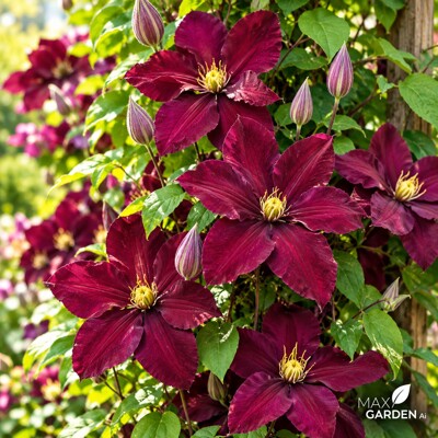 Plamienok ´Niobe´ – Clematis | tmavočervené veľké kvety