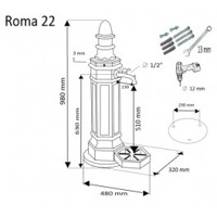 Záhradný hydrant  ROMA (antik-strieborná 2211)